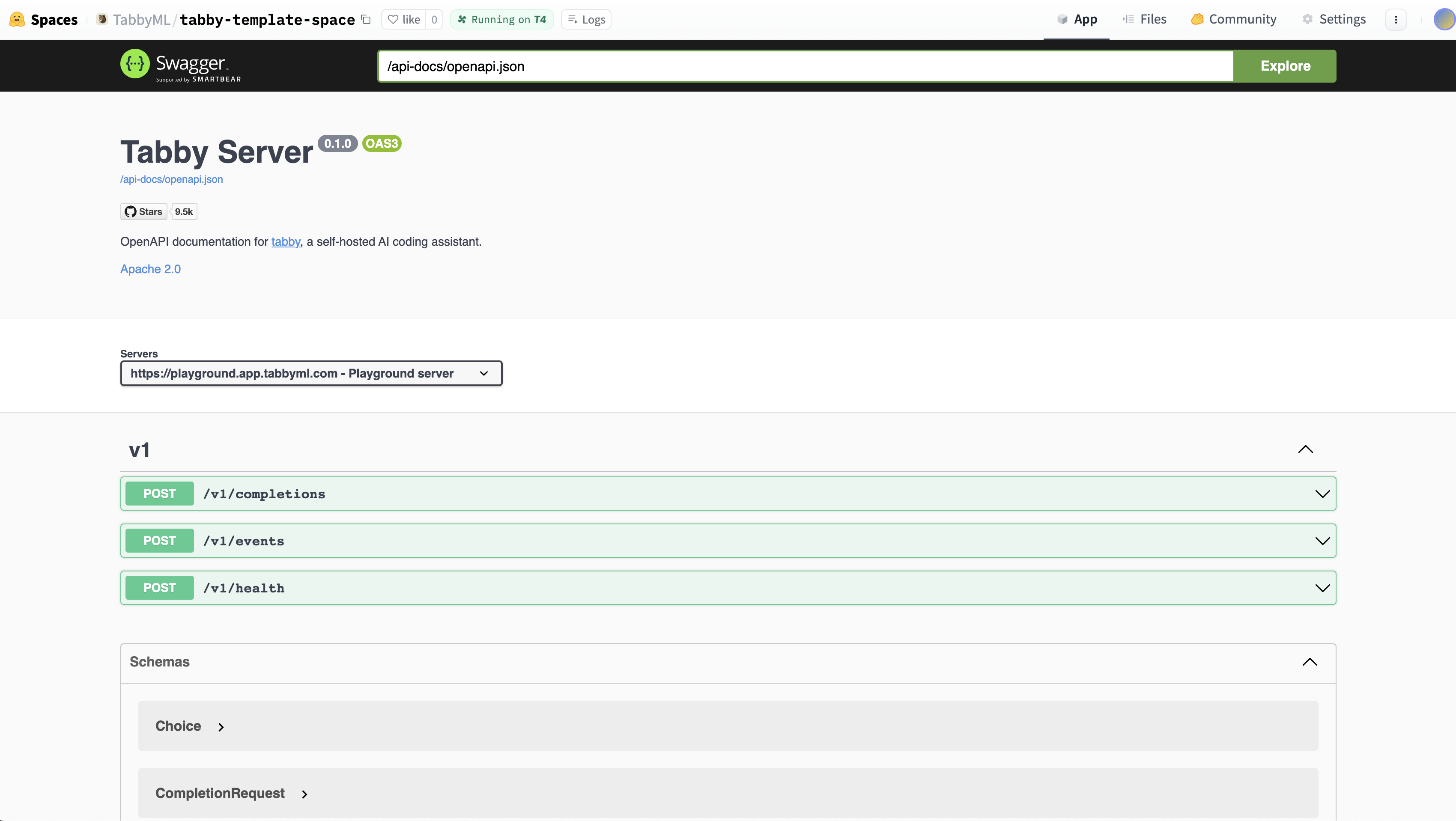 Hugging Face Spaces Tabby